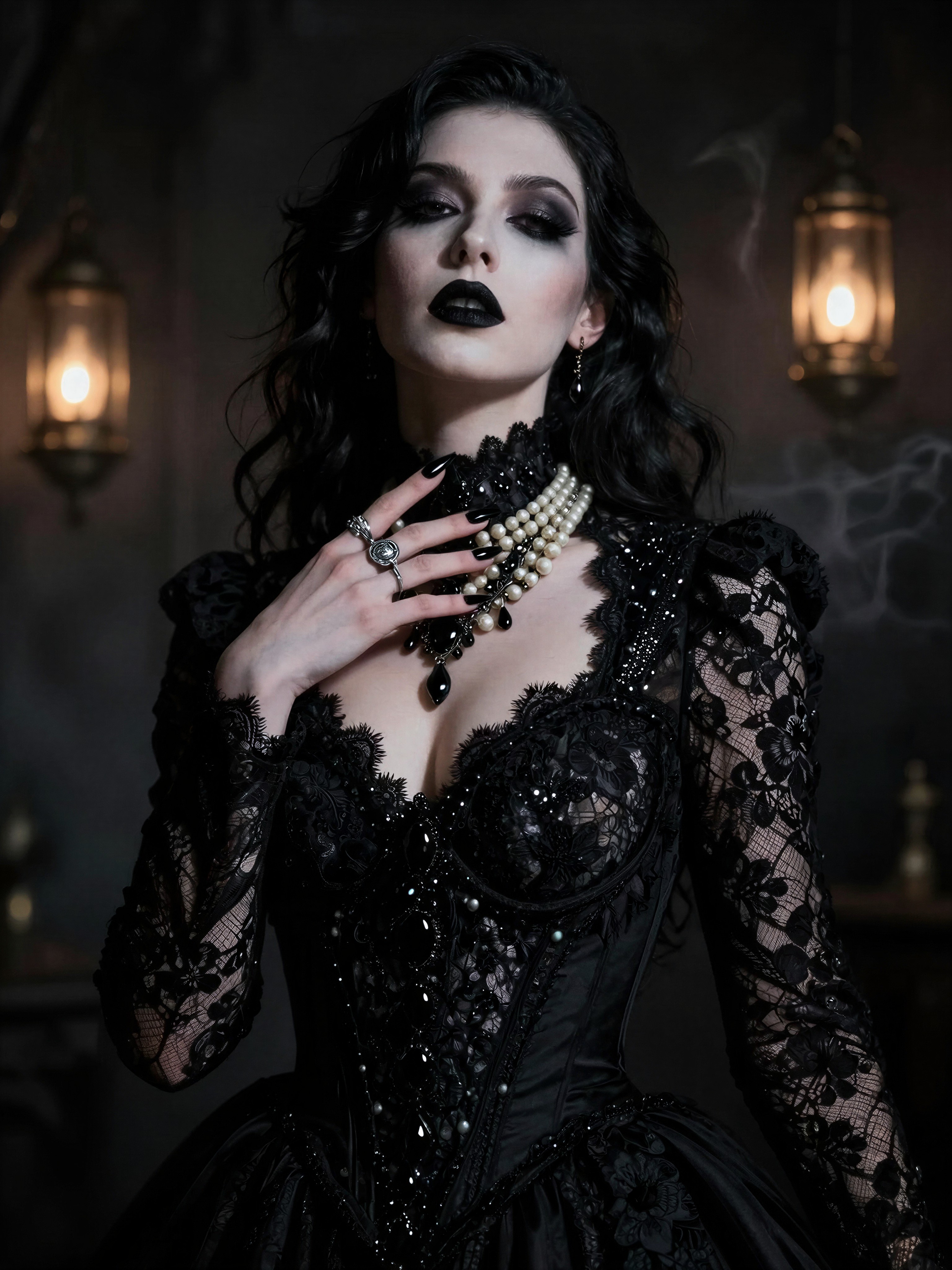 Mysterious Gothic Beauty Portrait — AI generated image