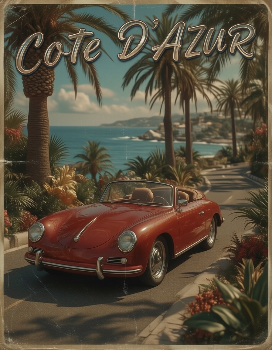 Retro Coastal Road Poster — AI generated image