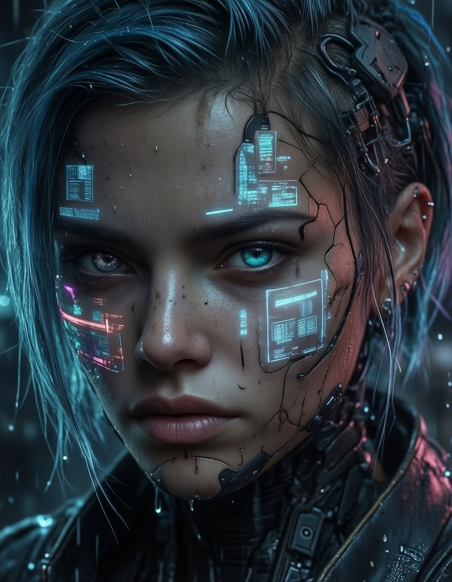 Neon-Illuminated Cyberpunk Hacker — AI generated image