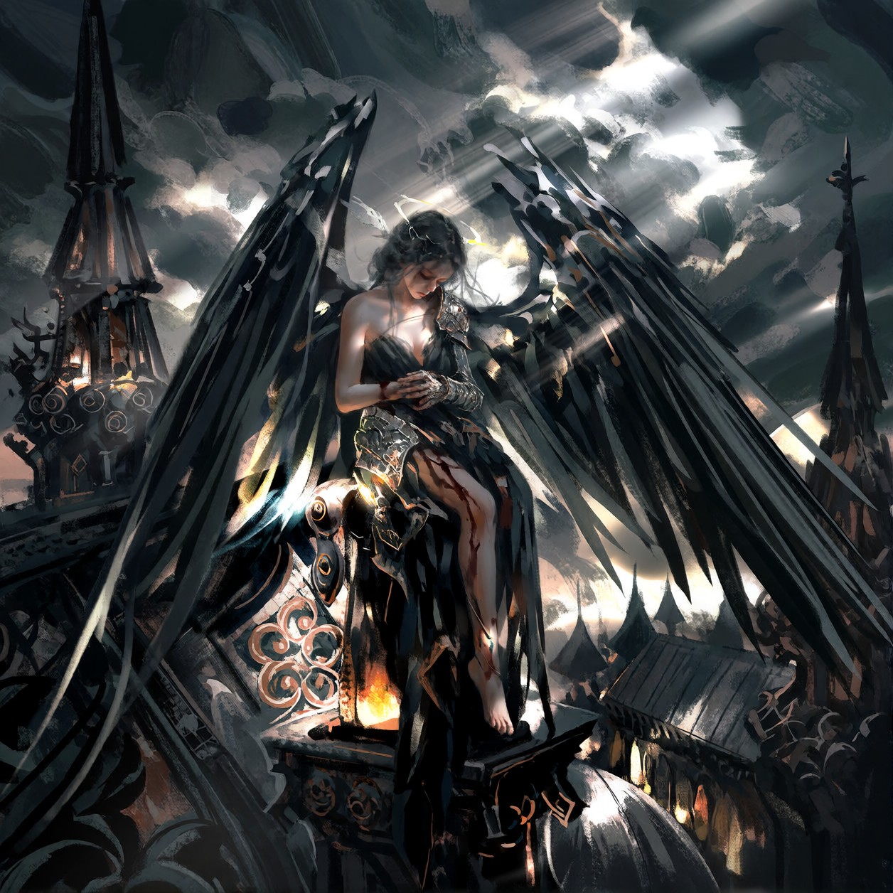 Fallen Angel in Gothic Storm — AI generated image