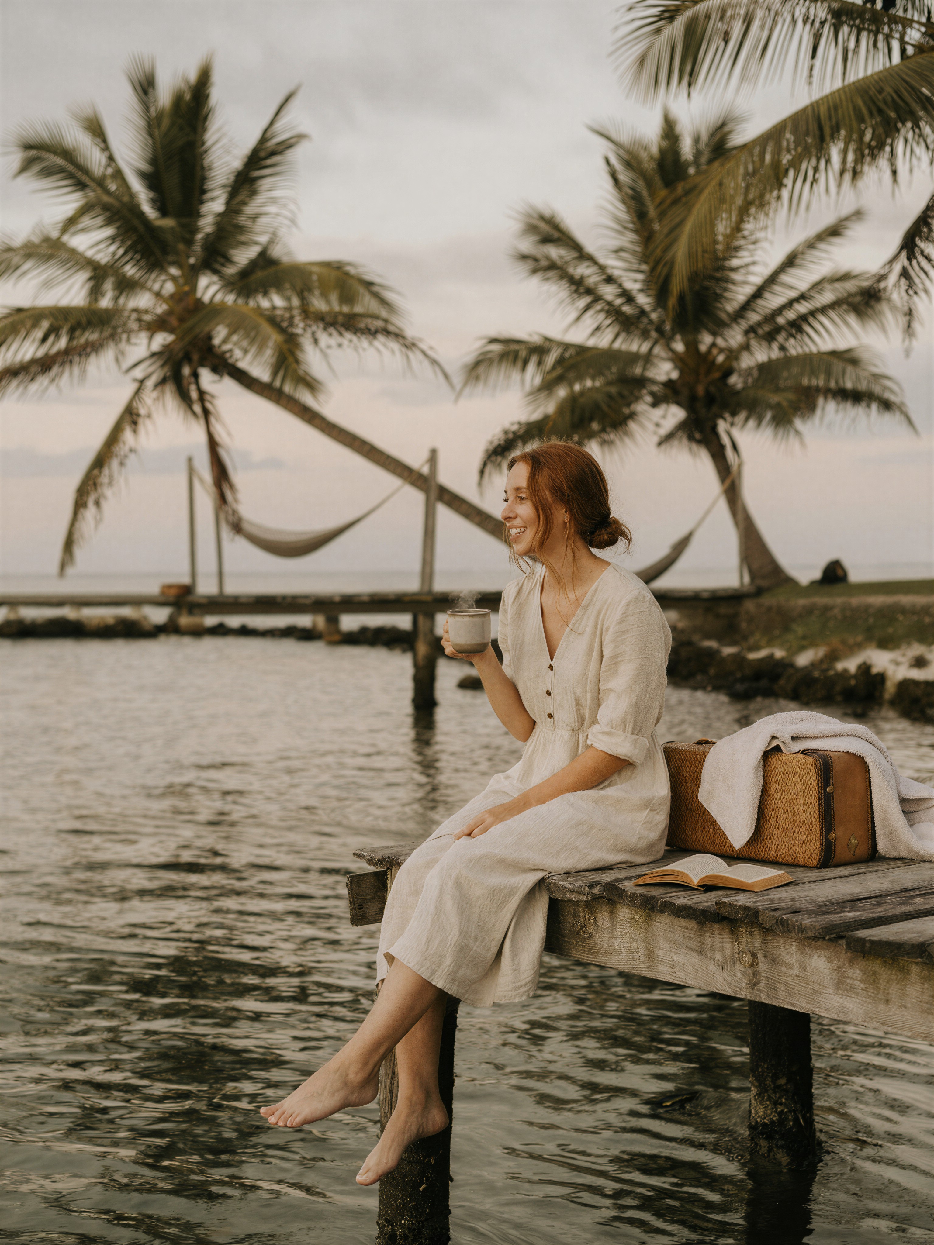 Woman on the Pier at Sunset — AI generated image