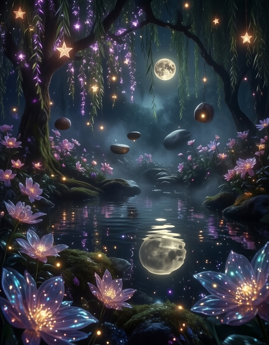 Luminous Moonlit Garden — AI generated image