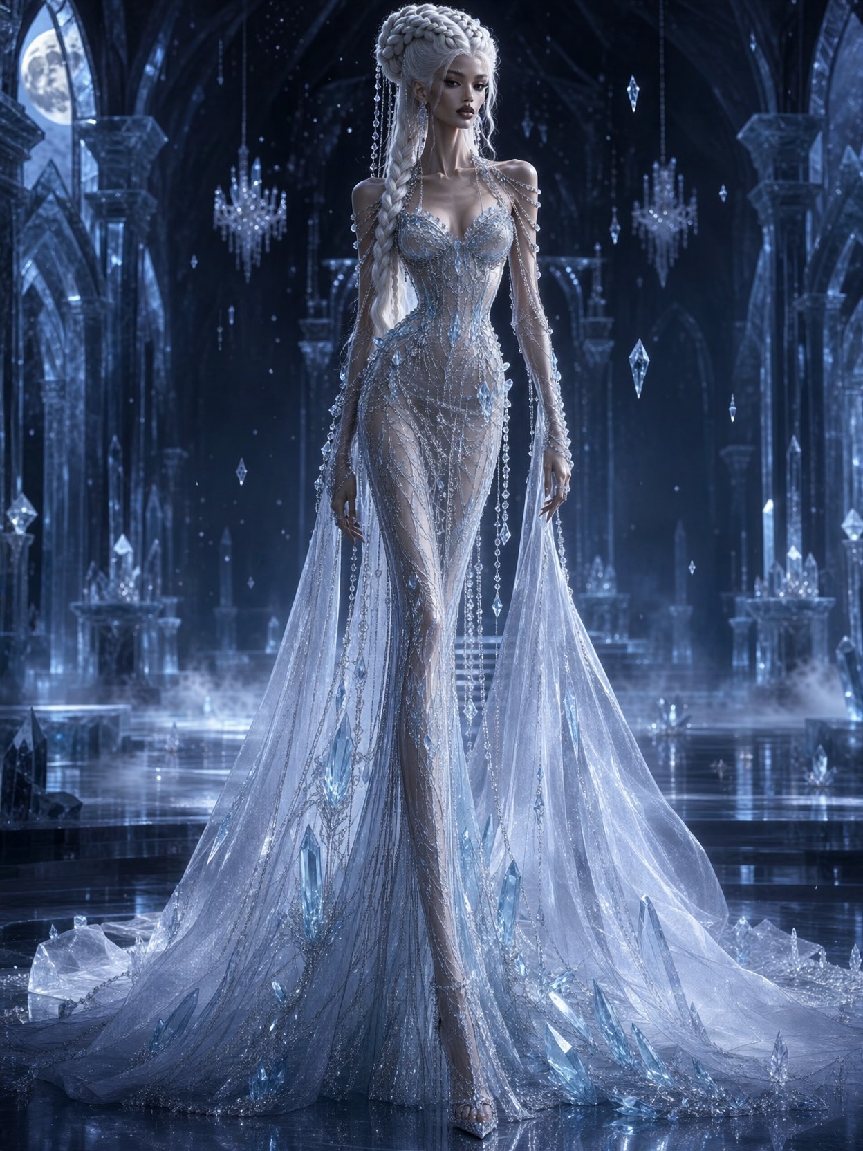Elegant Crystal Winter Palace Portrait — AI generated image