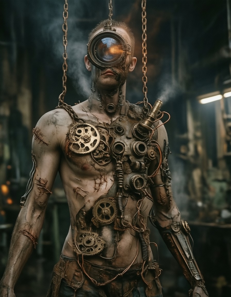 Grotesque Human-Machine Fusion — AI generated image