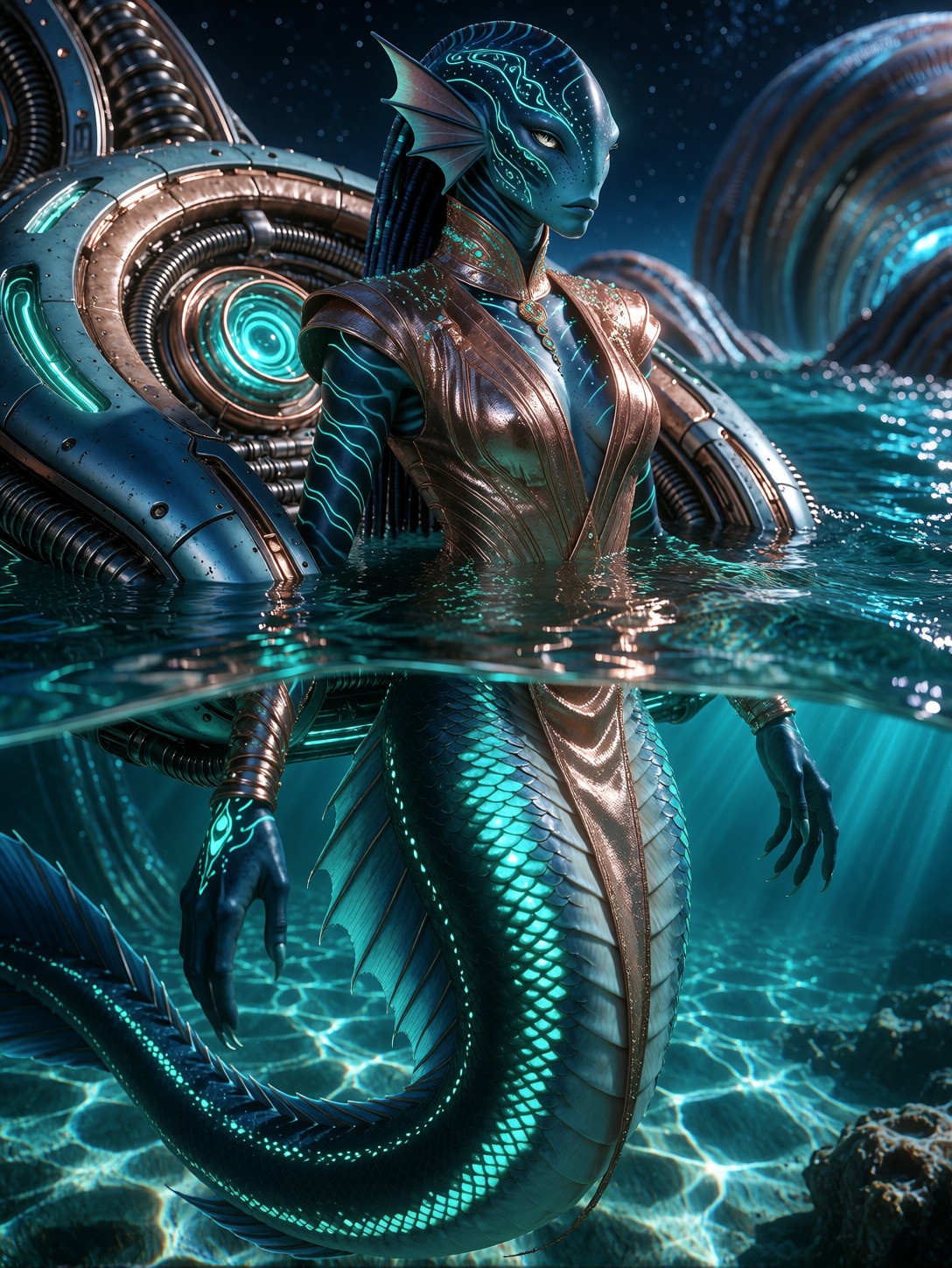 Surreal Underwater Alien Portrait — AI generated image