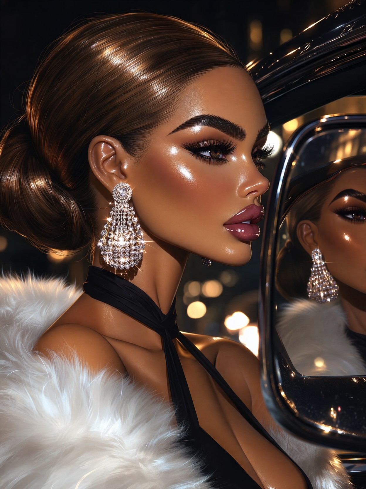 High Glamour Mirror Reflection Portrait — AI generated image