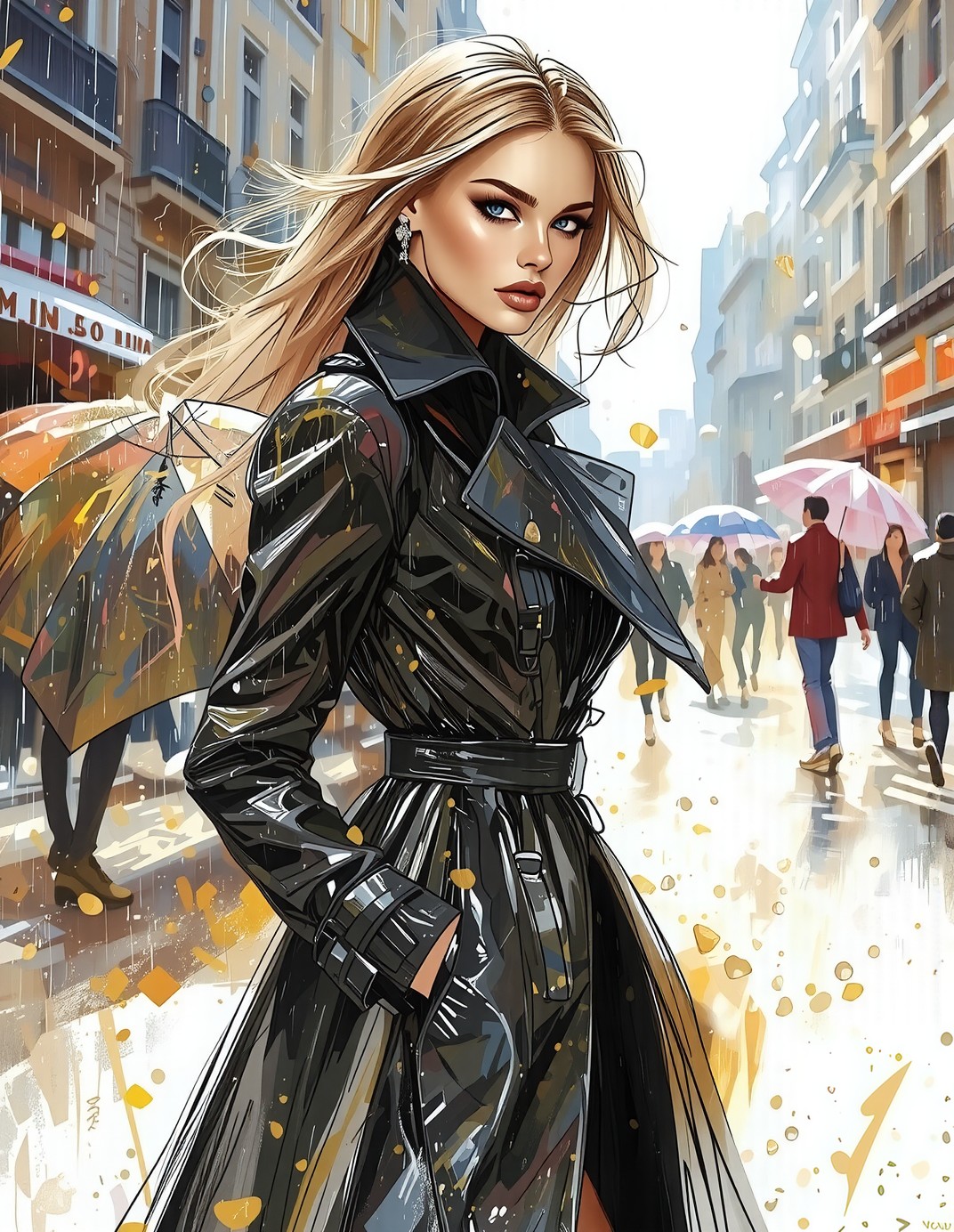 Vogue-Style Trench Coat Illustration — AI generated image