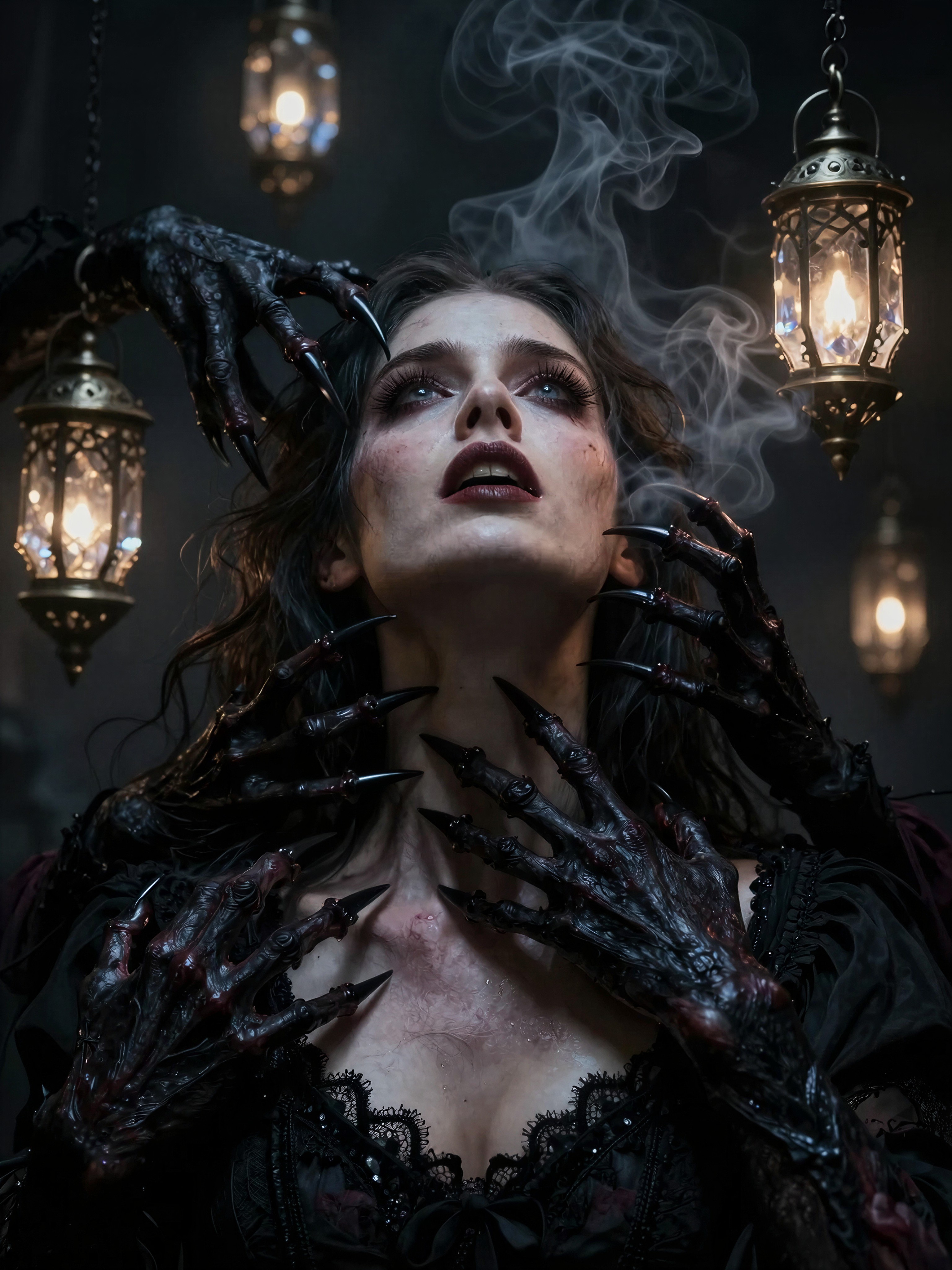 Demonic Hands Ensnare Gothic Muse — AI generated image