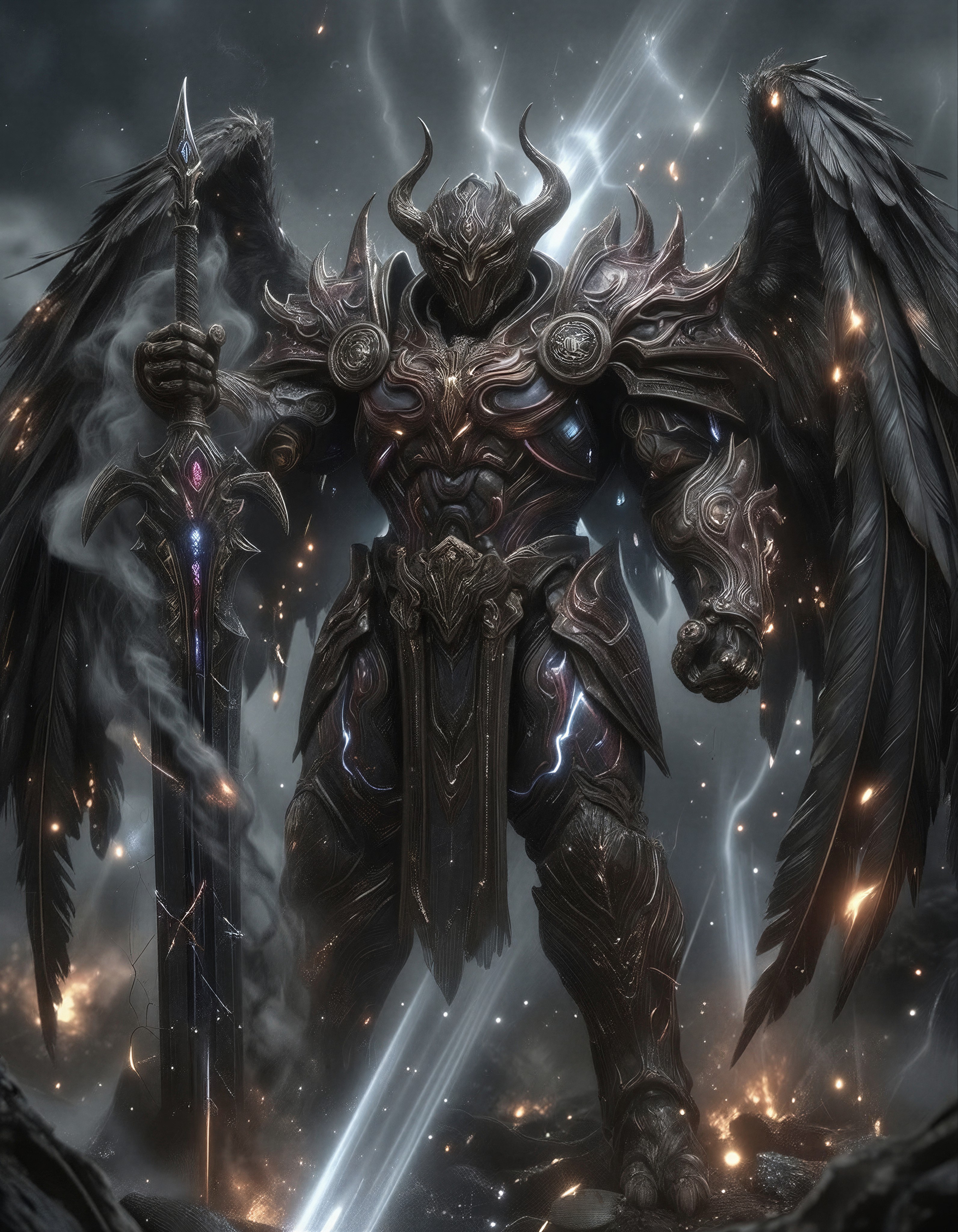 Ethereal Warrior with Fractured Sword — AI generated image