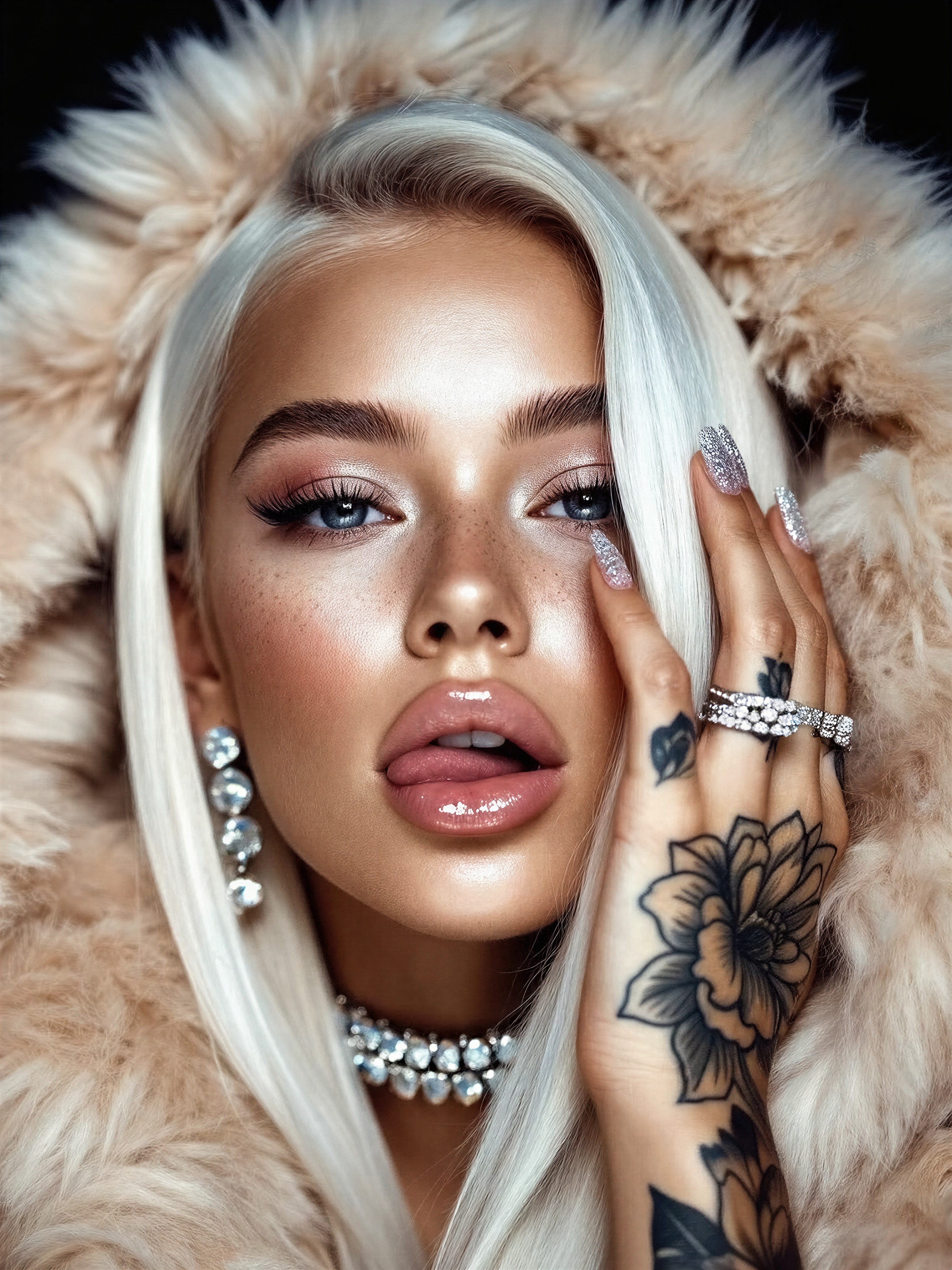 Glamorous Blonde in Luxurious Fur Coat — AI generated image