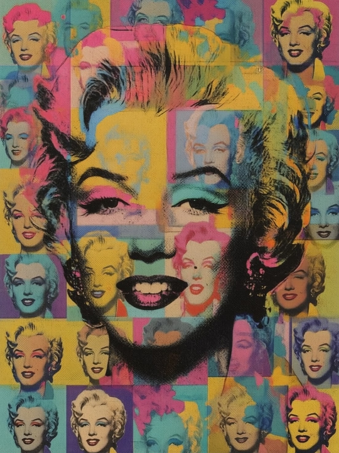 Vibrant Pop Art Mosaic of Marilyn Monroe — AI generated image
