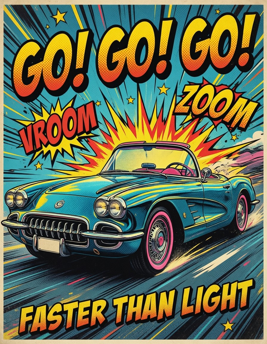 Speeding Pop Art Car — AI generated image