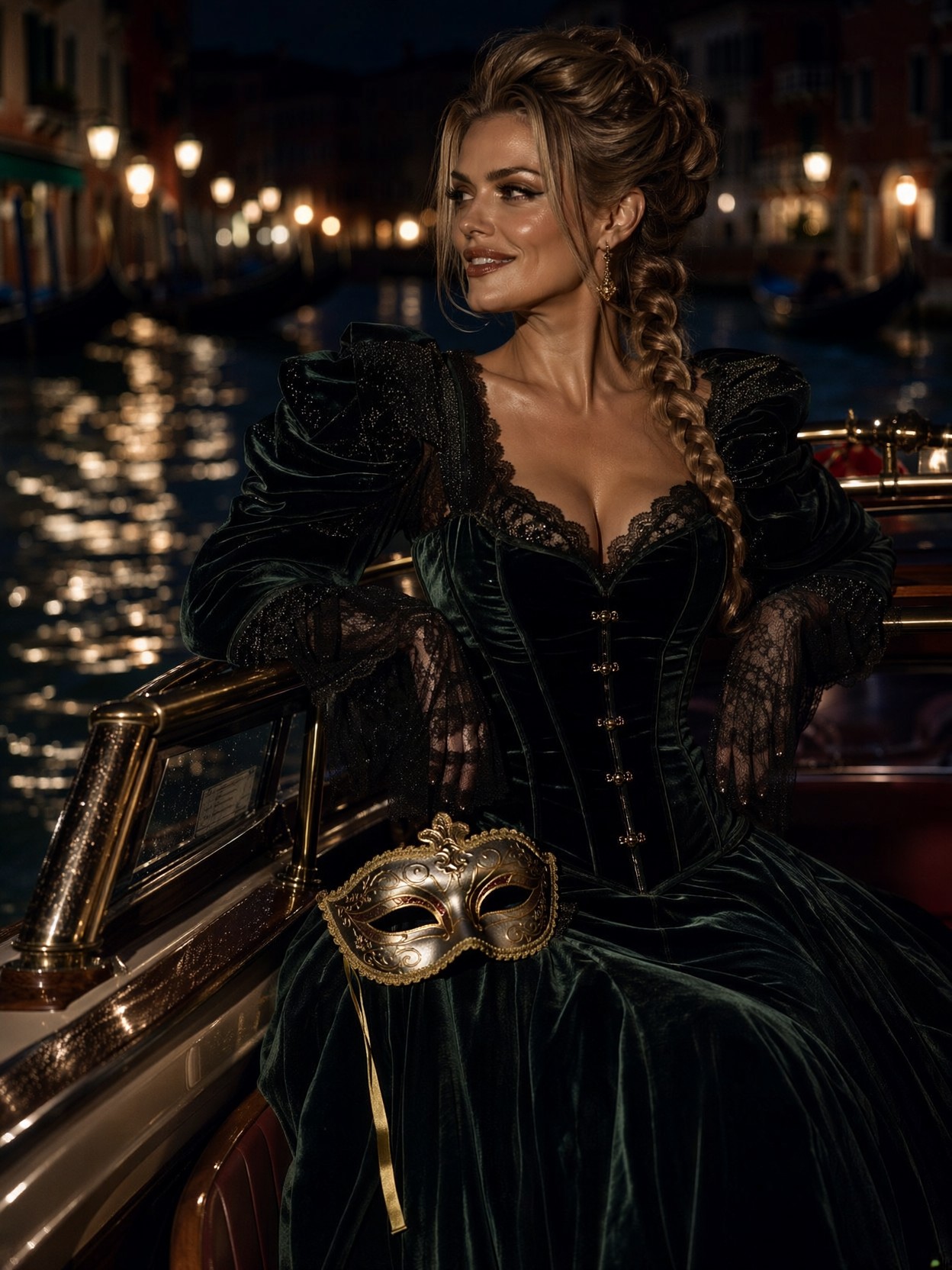 Mysterious Woman in Emerald Velvet — AI generated image