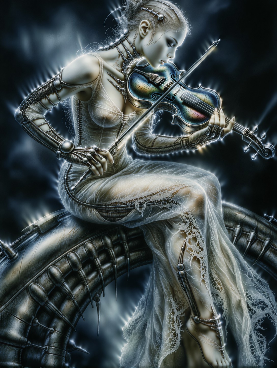 Gothic Dark Romantic Biomechanical Siren Portrait — AI generated image