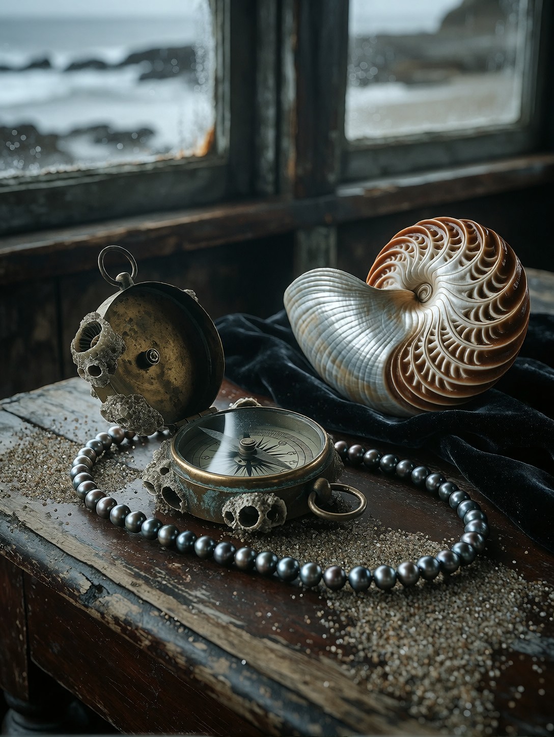 Weathered Coastal Still Life — AI generated image