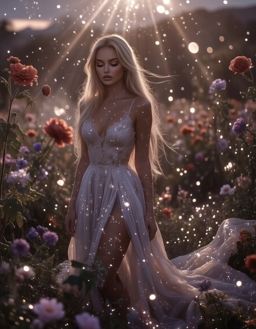 Ethereal Figure in Golden Hour Field — AI generated image