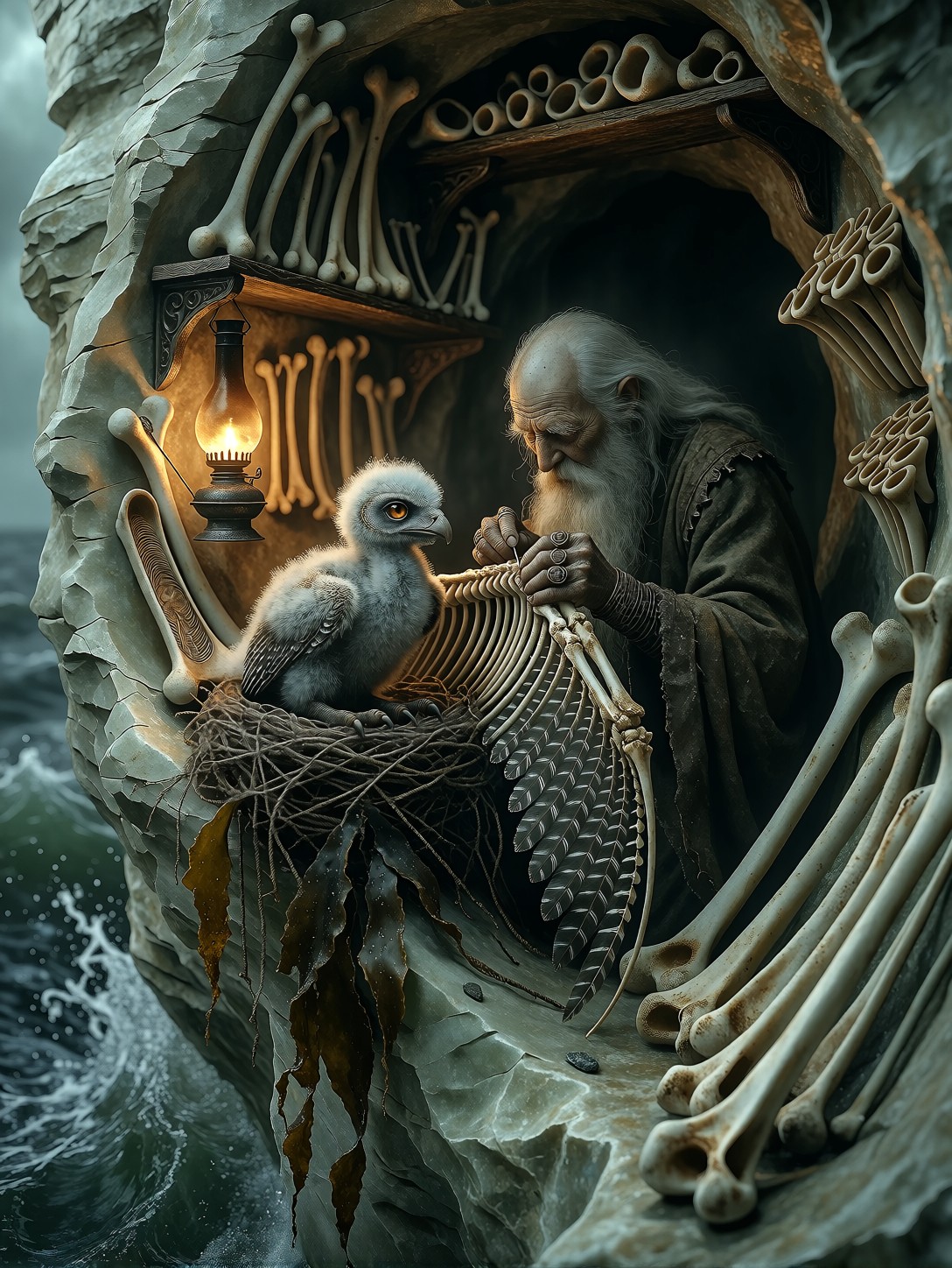 Bone Carver Fitting Wing — AI generated image