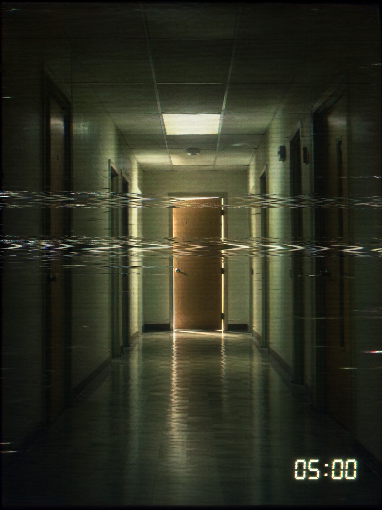Haunted Hallway Degraded VHS Tape — AI generated image